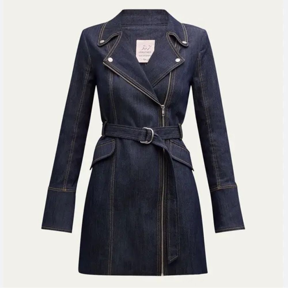 Cinq à Sept Dark Blue Denim Trench Coat #15